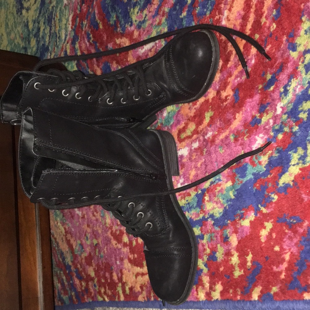 Black combat boots